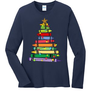 Teacher Christmas C.R.A.Y.O.N Tree Light Gifts Student Ladies Long Sleeve Shirt