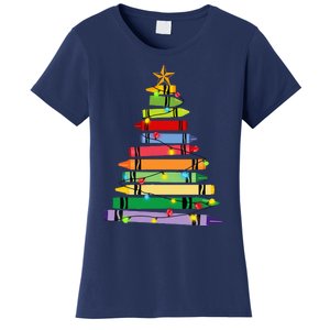 Teacher Christmas C.R.A.Y.O.N Tree Light Gifts Student Women's T-Shirt