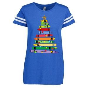 Teacher Christmas C.R.A.Y.O.N Tree Light Gifts Student Enza Ladies Jersey Football T-Shirt