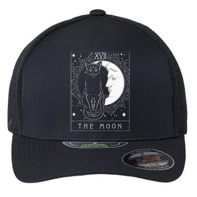 Tarot Card Crescent Moon And Cat Graphic Flexfit Unipanel Trucker Cap