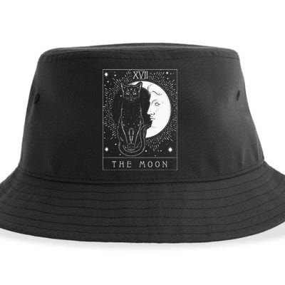 Tarot Card Crescent Moon And Cat Graphic Sustainable Bucket Hat