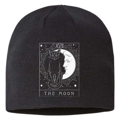 Tarot Card Crescent Moon And Cat Graphic Sustainable Beanie