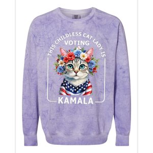 This Childless Cat Lady Ladies Is Voting Kamala Election 24 Colorblast Crewneck Sweatshirt