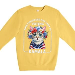 This Childless Cat Lady Ladies Is Voting Kamala Election 24 Premium Crewneck Sweatshirt