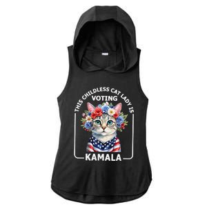 This Childless Cat Lady Ladies Is Voting Kamala Election 24 Ladies PosiCharge Tri-Blend Wicking Draft Hoodie Tank