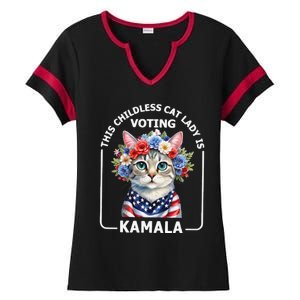 This Childless Cat Lady Ladies Is Voting Kamala Election 24 Ladies Halftime Notch Neck Tee