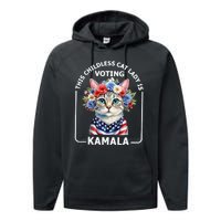 This Childless Cat Lady Ladies Is Voting Kamala Election 24 Performance Fleece Hoodie