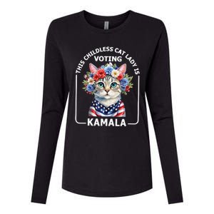 This Childless Cat Lady Ladies Is Voting Kamala Election 24 Womens Cotton Relaxed Long Sleeve T-Shirt