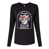 This Childless Cat Lady Ladies Is Voting Kamala Election 24 Womens Cotton Relaxed Long Sleeve T-Shirt