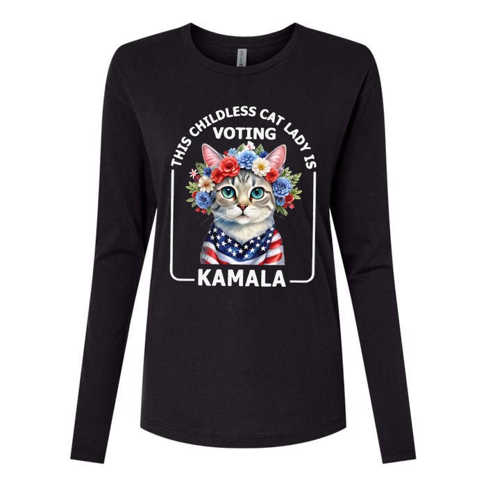 This Childless Cat Lady Ladies Is Voting Kamala Election 24 Womens Cotton Relaxed Long Sleeve T-Shirt