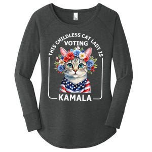 This Childless Cat Lady Ladies Is Voting Kamala Election 24 Women's Perfect Tri Tunic Long Sleeve Shirt