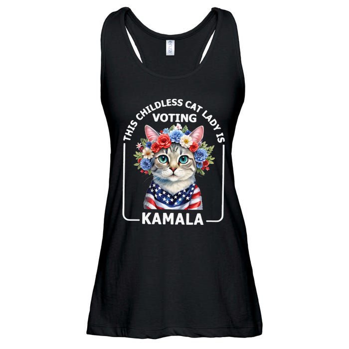 This Childless Cat Lady Ladies Is Voting Kamala Election 24 Ladies Essential Flowy Tank