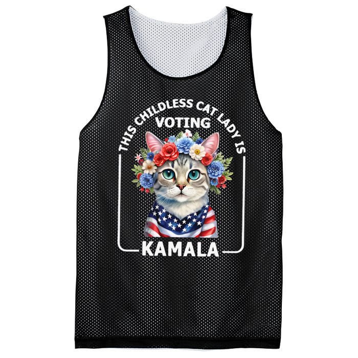 This Childless Cat Lady Ladies Is Voting Kamala Election 24 Mesh Reversible Basketball Jersey Tank