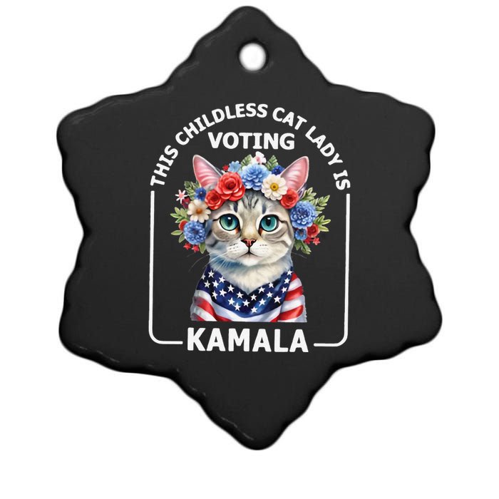 This Childless Cat Lady Ladies Is Voting Kamala Election 24 Ceramic Star Ornament