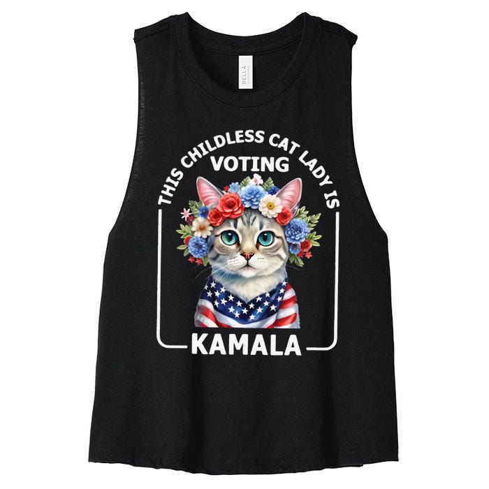 This Childless Cat Lady Ladies Is Voting Kamala Election 24 Women's Racerback Cropped Tank