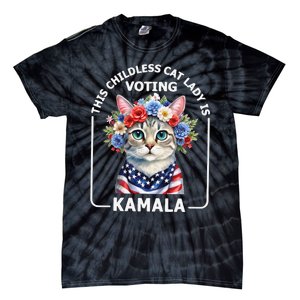 This Childless Cat Lady Ladies Is Voting Kamala Election 24 Tie-Dye T-Shirt