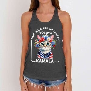 This Childless Cat Lady Ladies Is Voting Kamala Election 24 Women's Knotted Racerback Tank