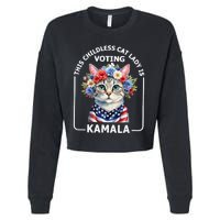 This Childless Cat Lady Ladies Is Voting Kamala Election 24 Cropped Pullover Crew