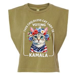 This Childless Cat Lady Ladies Is Voting Kamala Election 24 Garment-Dyed Women's Muscle Tee