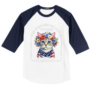 This Childless Cat Lady Ladies Is Voting Kamala Election 24 Baseball Sleeve Shirt