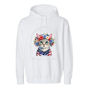 This Childless Cat Lady Ladies Is Voting Kamala Election 24 Garment-Dyed Fleece Hoodie