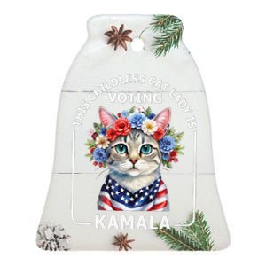 This Childless Cat Lady Ladies Is Voting Kamala Election 24 Ceramic Bell Ornament