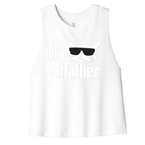 The Catfather Cat Daddy Funny Gift Women's Racerback Cropped Tank