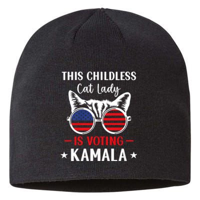 This Childless Cat Lady Is Voting Kamala Harris 2024 Sustainable Beanie