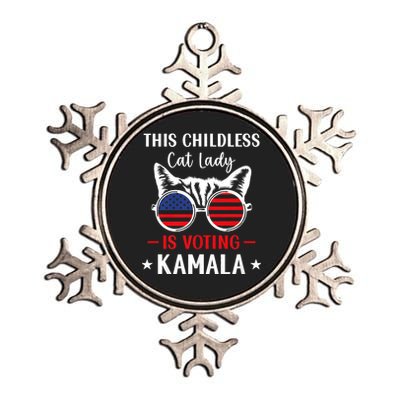 This Childless Cat Lady Is Voting Kamala Harris 2024 Metallic Star Ornament