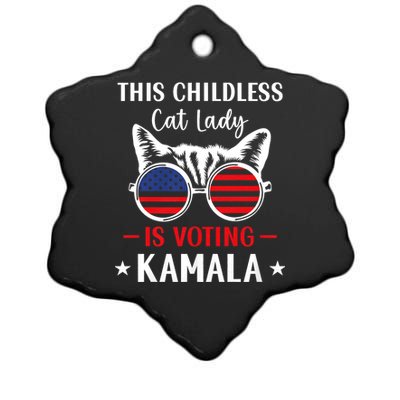 This Childless Cat Lady Is Voting Kamala Harris 2024 Ceramic Star Ornament