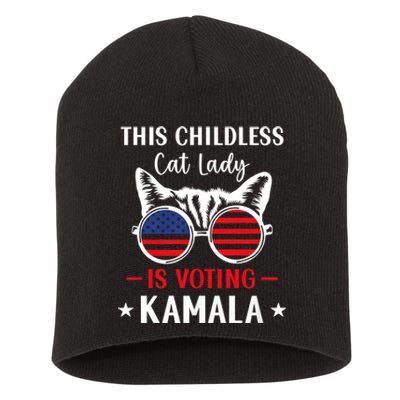 This Childless Cat Lady Is Voting Kamala Harris 2024 Short Acrylic Beanie