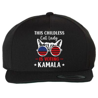 This Childless Cat Lady Is Voting Kamala Harris 2024 Wool Snapback Cap