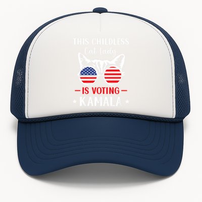 This Childless Cat Lady Is Voting Kamala Harris 2024 Trucker Hat