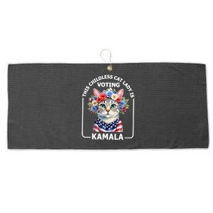 This Childless Cat Lady Ladies Is Voting Kamala Election 24 Large Microfiber Waffle Golf Towel