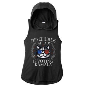 This Childless Cat Lady Is Voting Kamala V Neck Ladies PosiCharge Tri-Blend Wicking Draft Hoodie Tank