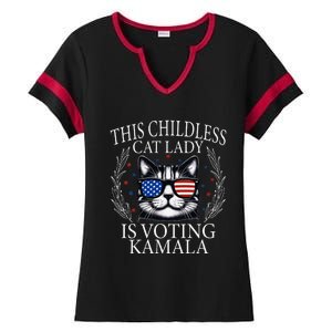 This Childless Cat Lady Is Voting Kamala V Neck Ladies Halftime Notch Neck Tee