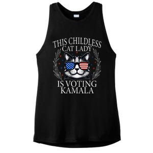 This Childless Cat Lady Is Voting Kamala V Neck Ladies PosiCharge Tri-Blend Wicking Tank