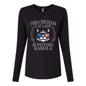 This Childless Cat Lady Is Voting Kamala V Neck Womens Cotton Relaxed Long Sleeve T-Shirt