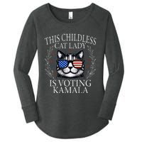 This Childless Cat Lady Is Voting Kamala V Neck Women's Perfect Tri Tunic Long Sleeve Shirt