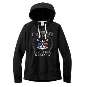 This Childless Cat Lady Is Voting Kamala V Neck Women's Fleece Hoodie