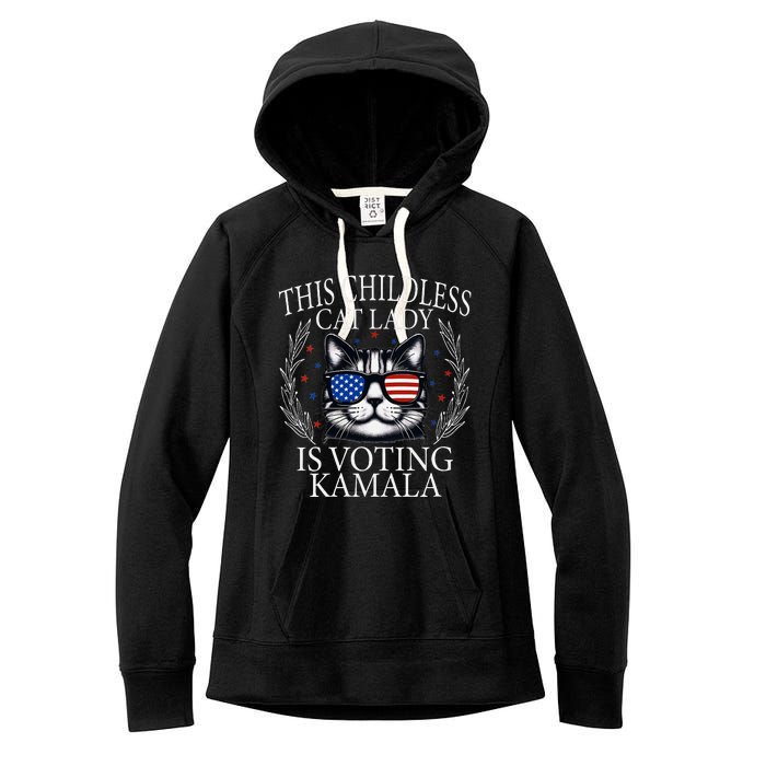 This Childless Cat Lady Is Voting Kamala V Neck Women's Fleece Hoodie