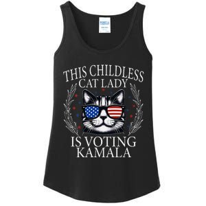 This Childless Cat Lady Is Voting Kamala V Neck Ladies Essential Tank