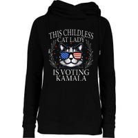 This Childless Cat Lady Is Voting Kamala V Neck Womens Funnel Neck Pullover Hood