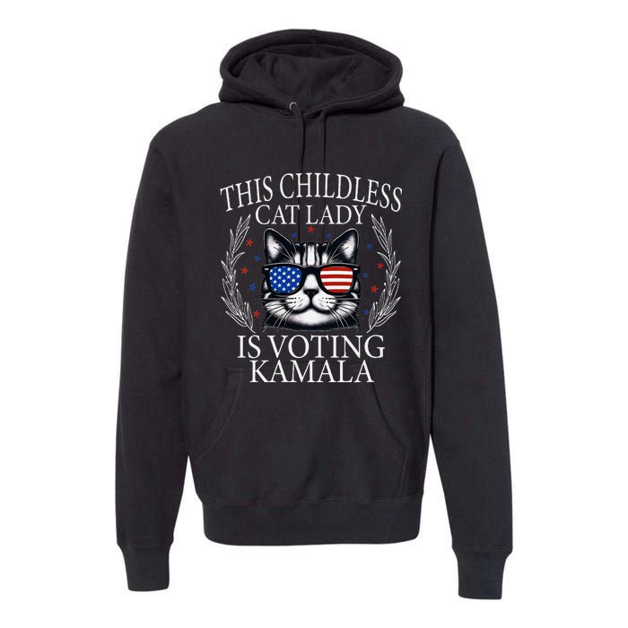 This Childless Cat Lady Is Voting Kamala V Neck Premium Hoodie