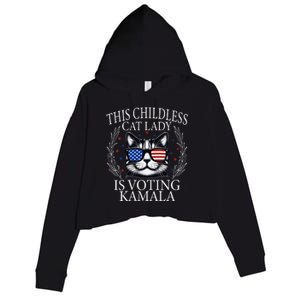 This Childless Cat Lady Is Voting Kamala V Neck Crop Fleece Hoodie