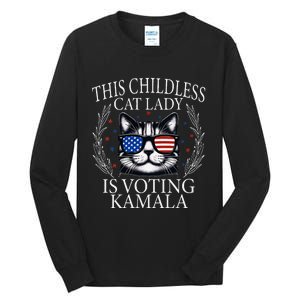 This Childless Cat Lady Is Voting Kamala V Neck Tall Long Sleeve T-Shirt