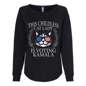 This Childless Cat Lady Is Voting Kamala V Neck Womens California Wash Sweatshirt