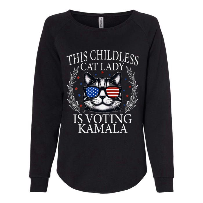 This Childless Cat Lady Is Voting Kamala V Neck Womens California Wash Sweatshirt