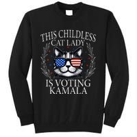 This Childless Cat Lady Is Voting Kamala V Neck Tall Sweatshirt