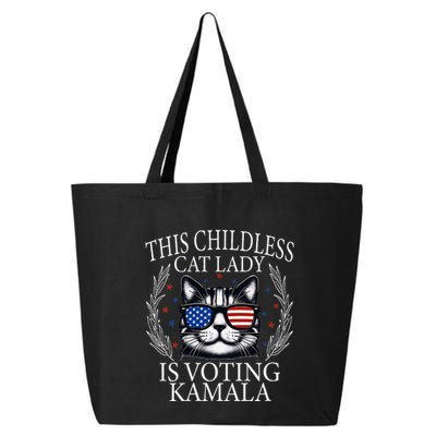This Childless Cat Lady Is Voting Kamala V Neck 25L Jumbo Tote